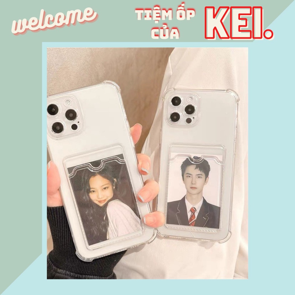 Ốp lưng trong xinh có ngăn nhét ảnh, thẻ dành cho nhiều dòng máy của Iphone/samsung/oppo/realme/xiaomi/vivo