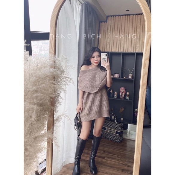 Maihuong⚡️ÁO LEN TRỄ VAI MÀU BE TÂY CHO NỮ CỰC XINH