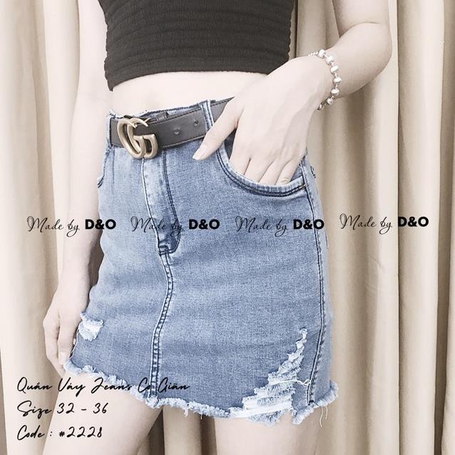 [SIZE ĐẠI <80kg] Quần Váy Jeans Size Đại Co Giãn Mạnh - Lưng Cao - Xanh Rách 2228