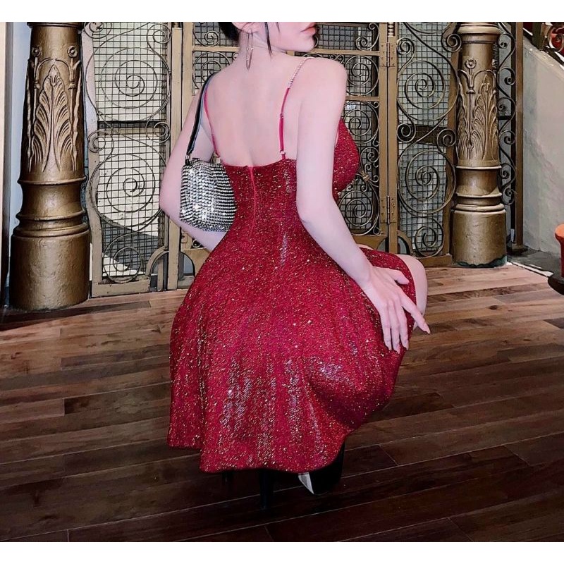 Đầm xòe 2 dây cúp ngực kết đa