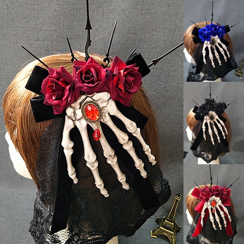 Kẹp Tóc Hình Bộ Xương Hoa Hồng Chống Trượt 2 Trong 1