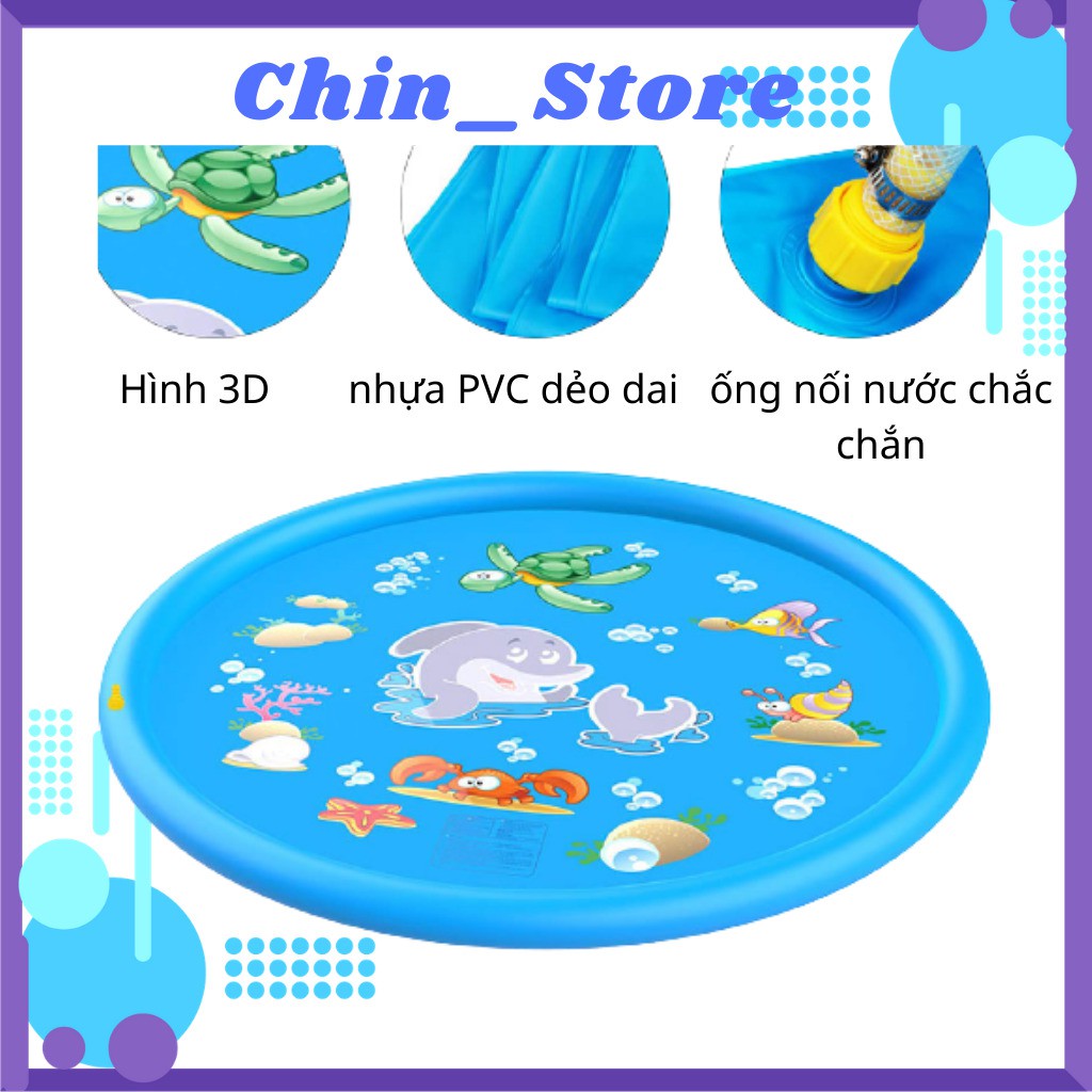 Đệm phun nước , thảm bơi phun nước nhựa pvc hình tròn giải nhiệt mùa hè cho bé ngoài trời 170cm