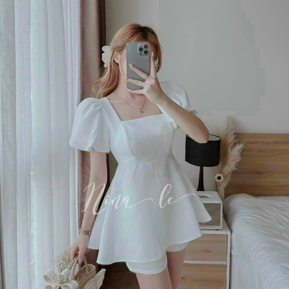 [ Miễn Phí Ship 2022 ] Set bộ đùi vải for áo cổ vuông hở lưng kèm quần ngắn, set bộ hai món kiểu dáng thời trang