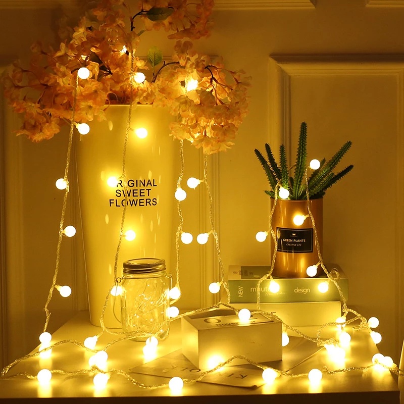 1.5/3/4/5m LED Round Ball String Lights/ Battery Operated Outdoor Fairy Lights For Christmas New Year Wedding Decoration