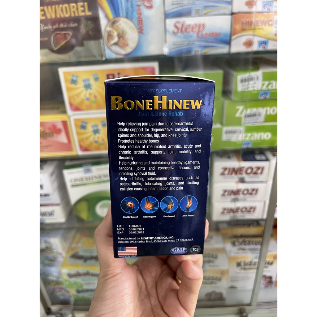 Thực phẩm ngăn ngừa thoái hóa khớp BoneHinew Mỹ 60v/hộp