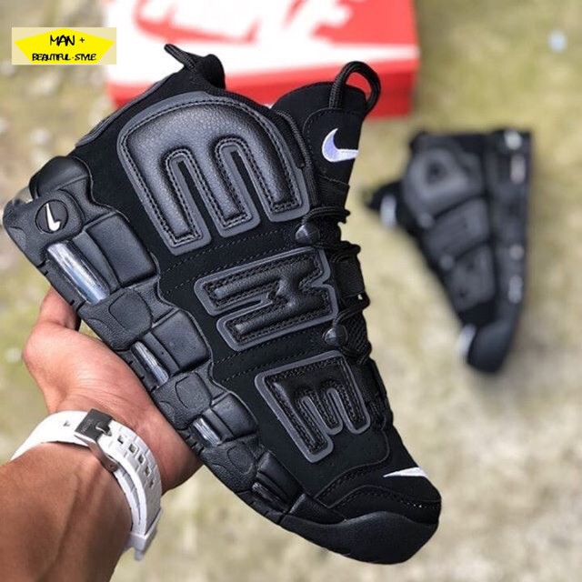 Giày thể thao NIKE AIR MORE UPTEMPO SUPREME đen full (Fullbox)