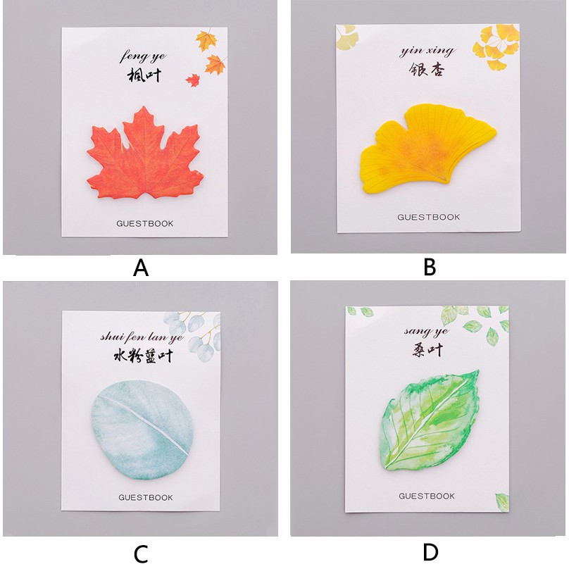 Set 30 Giấy Ghi Chú Hình Chiếc Lá Xinh Xắn Dễ Thương