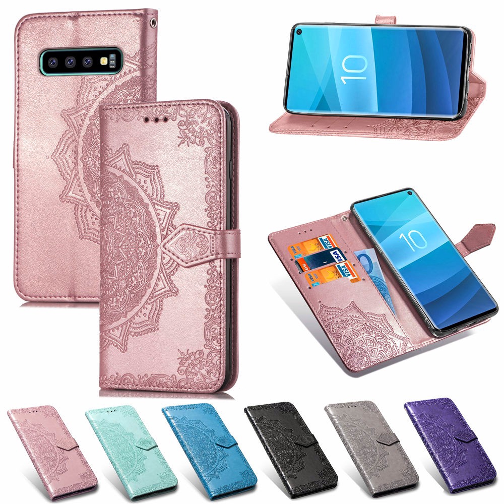 PU Leather Datura Stramonium Flip Wallet Case with Card Slot and Kickstand for Samsung Galaxy S10 S10E Plus