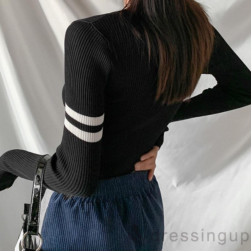 Áo Thun Tay Dài Cổ Chữ V Hở Rốn Thời Trang Dành Cho Nữ