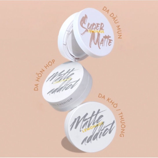 Phấn nước kiềm dầu, lâu trôi, che khuyết điểmLemonade Matte Addict Cushion - Lemonade Supermatte Cushion 15g