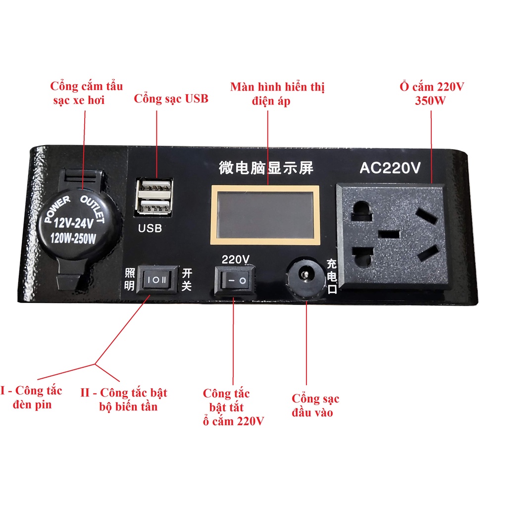 Trạm sạc dự phòng di động 100.000 mAh - Tích hợp ổ cắm 220V xoay chiều tiện dụng