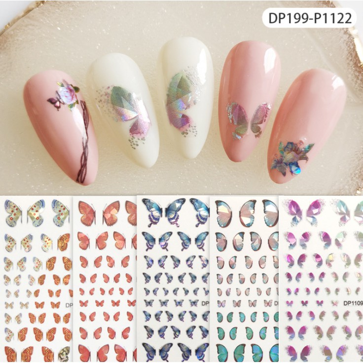 Sticker 3D - Hình Dán Móng Tay Cánh Bướm Nửa Hologarm