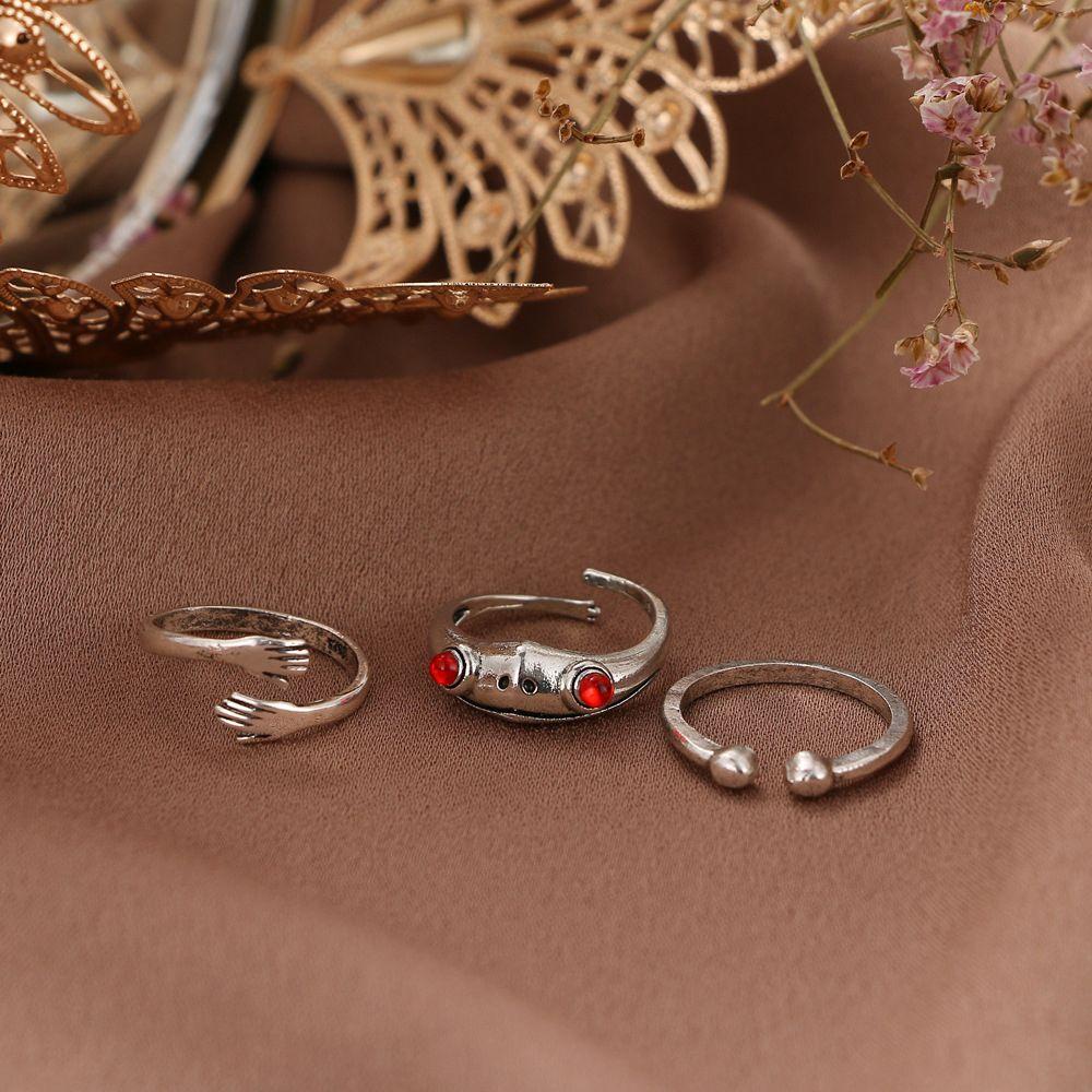 Nhẫn Hình Chú Ếch Phong Cách Punk Cổ Điển Thời Trang Cho Nữ|Bộ Nhẫn Thiết Kế Tinh Tế Thời Trang