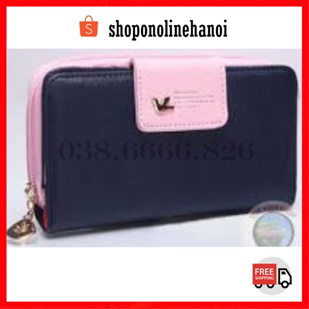 Ví bóp tiền nữ nhiều ngăn tiện dụng DON001 (Xanh Đen)
