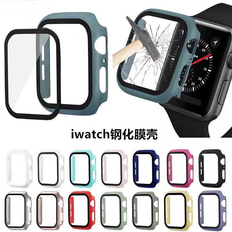Dây đeo đồng hồ bằng nylon kèm ốp mặt kính cho Apple Watch Band 44mm 40mm 42mm 38mm iWatch serie 6 5 4 se