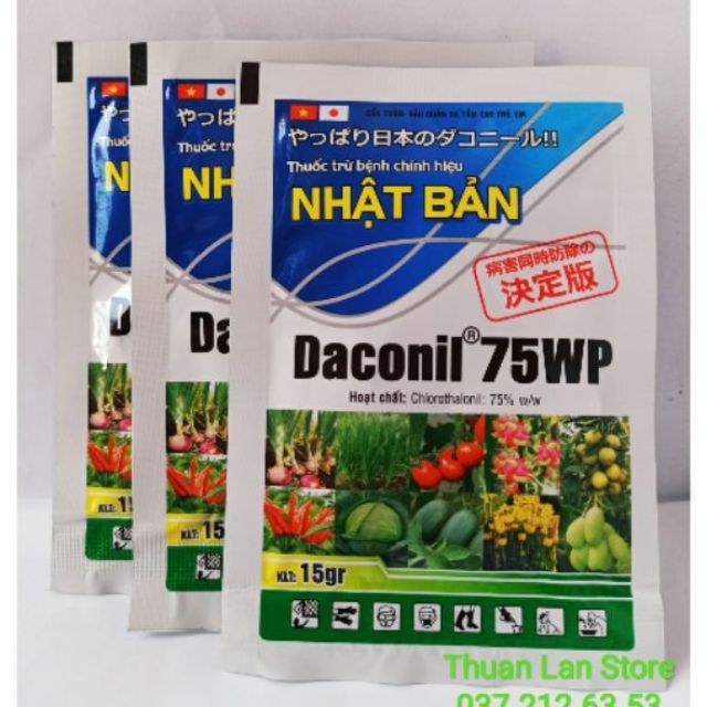 Thuốc Trừ Bệnh Nhật Bản DACONIL 75WP - Trị Thán Thư, Đốm Lá, Đổ Ngã Cây Con - 15g