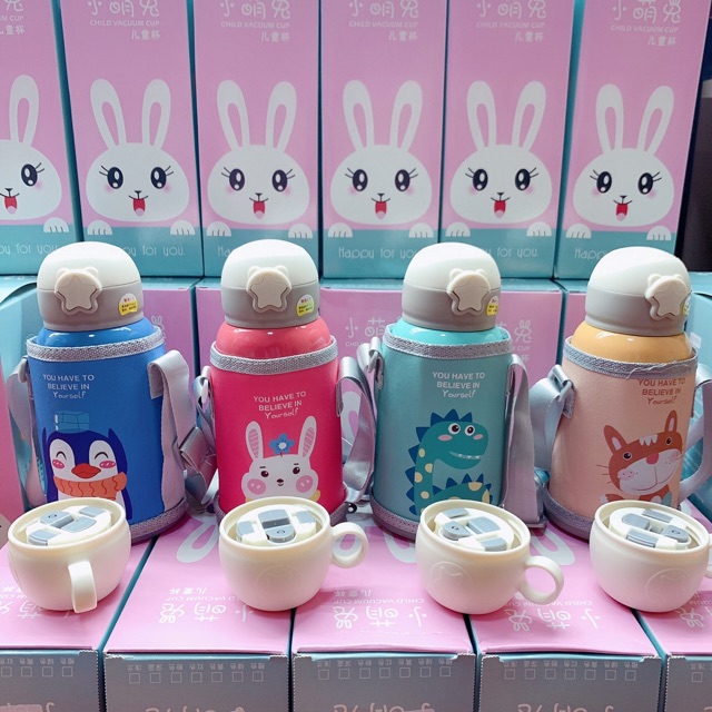 Bình nước cho bé bình nước trẻ em 2 nắp tiện dụng