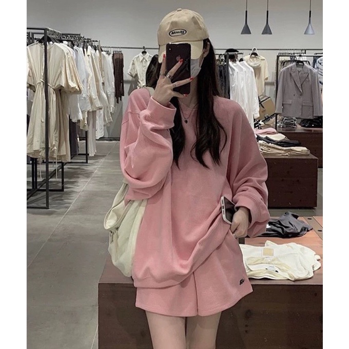SET ÁO SWEATER CỔ TRÒN + SHORT HAI MÀU