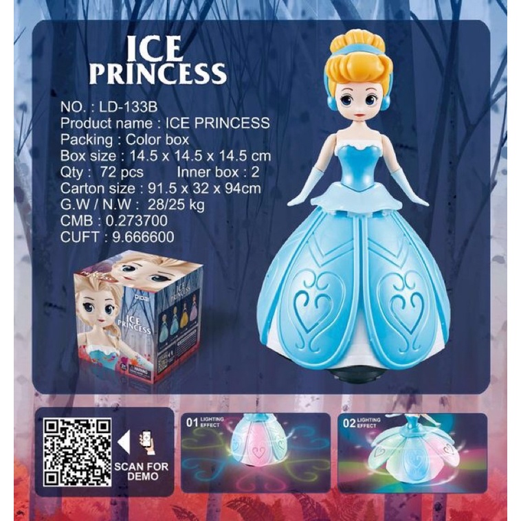 Đồ chơi công chúa nhảy múa có đèn nhạc (Bạch tuyết, elsa, lọ lem, sophia )