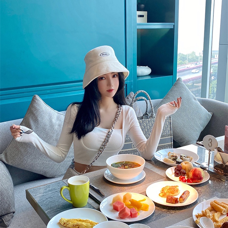 Áo Thun Tay Dài Giả Hai Lớp Cổ Vuông Dáng Ôm Thời Trang Cho Nữ 62842