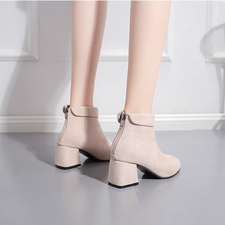[HÀNG ODER] Boots da lộn cổ ngắn khoá sau - kèm ảnh thật
