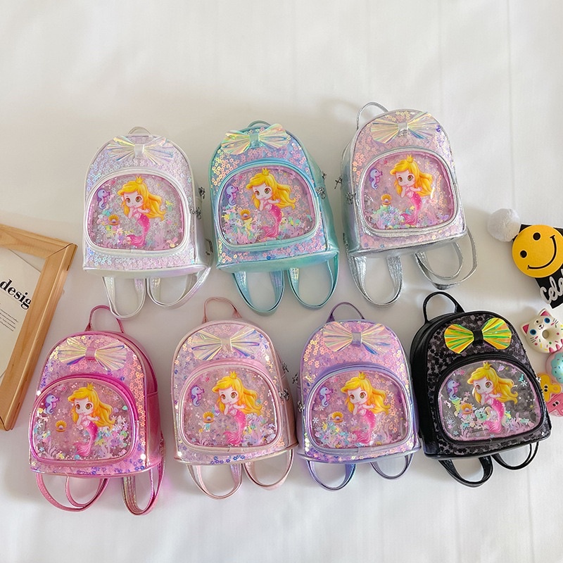 Ba Lô  Nàng Tiên  Cá  Mini Đính Kim Sa Lấp Lánh Thời Trang Cho Bé Gá Ko