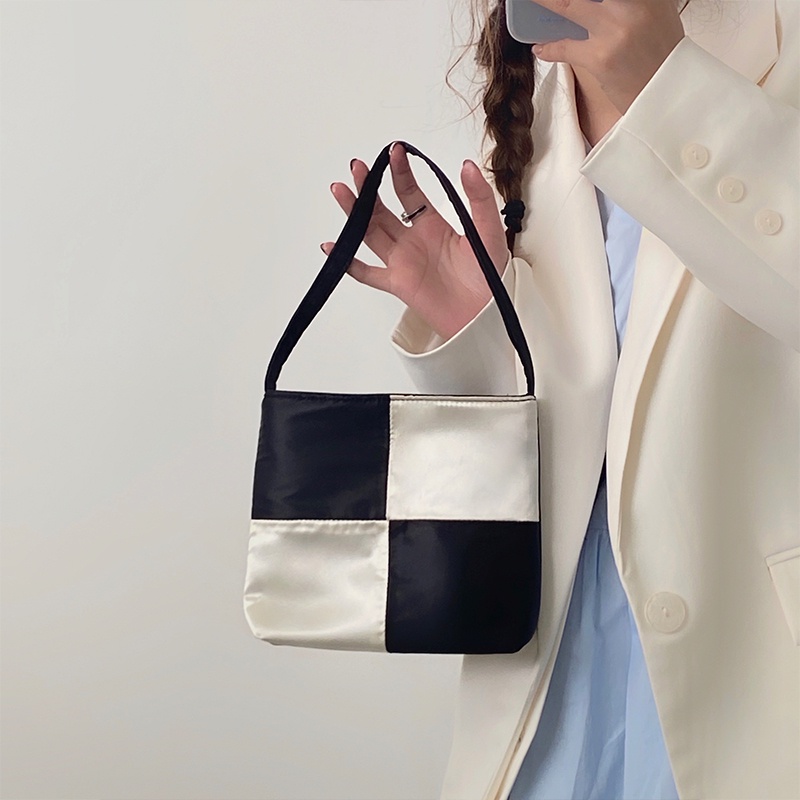 Túi xách IELGY vải nylon thiết kế họa tiết kẻ caro thời trang đa năng