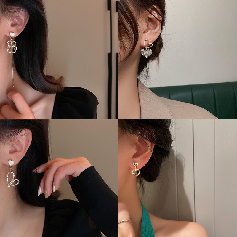 Bông Tai Mạ Bạc 925 Đính Đá Ngọc Trai Nhân Tạo Phong Cách Cổ Điển Thời Trang