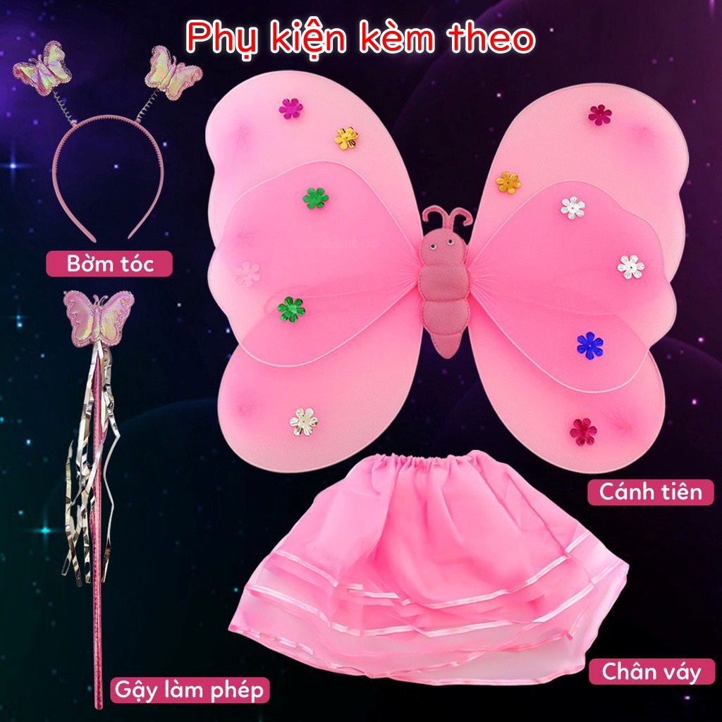 Váy Cánh bướm kép CÓ ĐÈN Hapi Toys - Đồ chơi dạo phố bộ cánh bướm phát sáng cho bé