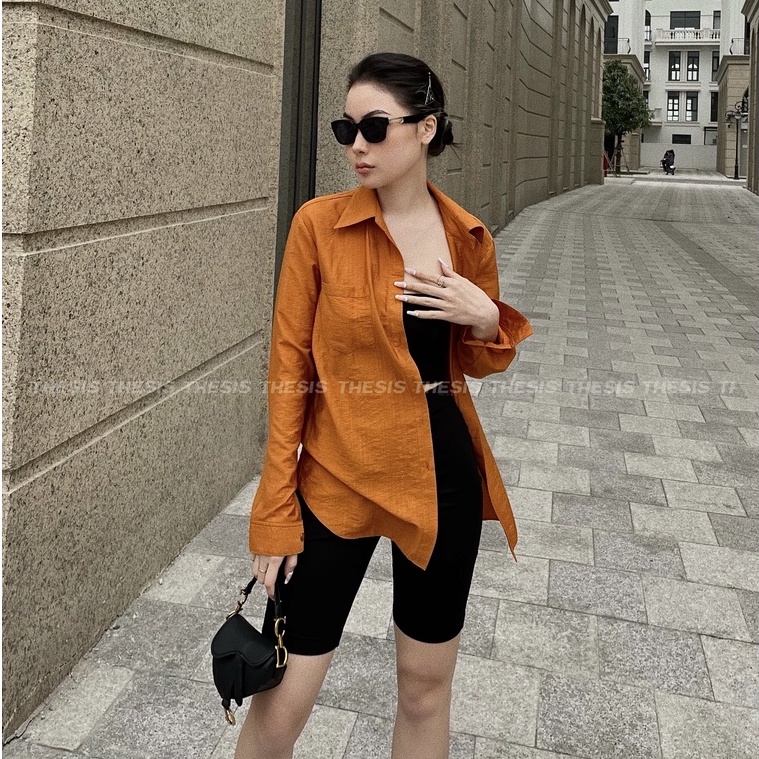 ÁO SƠ MI nữ form rộng tay dài THESIS - Áo Đũi tơ mát