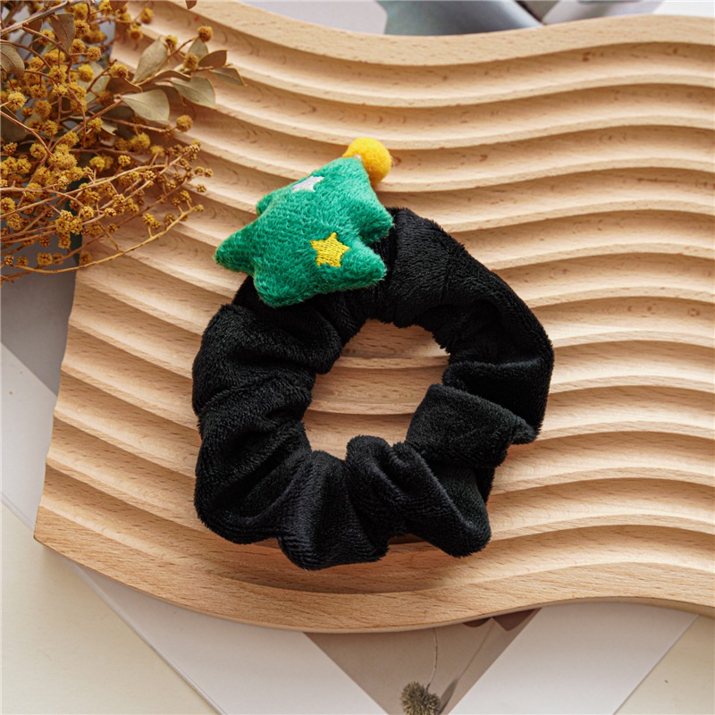 Dây Cột Tóc Vải Flannel Họa Tiết Hoạt Hình Dễ Thương Thời Trang Mùa Đông Cho Nữ