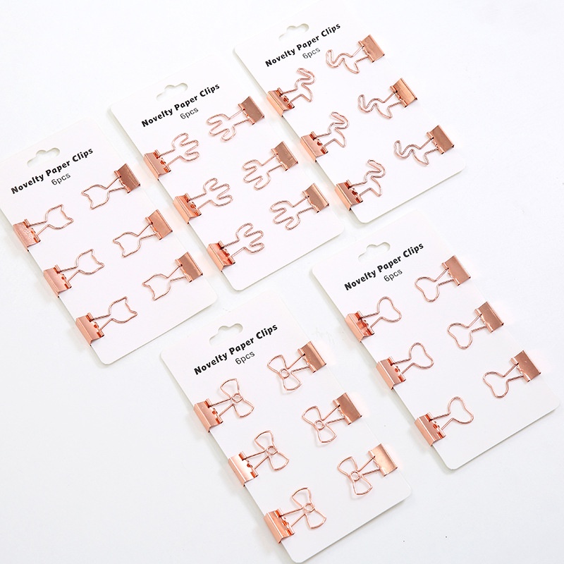 Kẹp giấy kim loại, kẹp giấy a4 cute size lớn nhiều hình dễ thương 1set 6 chiếc