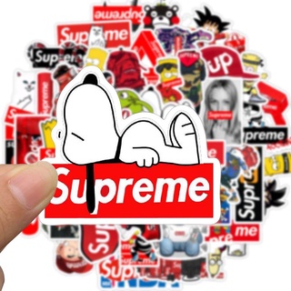 Set 50 miếng dán trang trí cỡ lớn in Logo Supreme thời trang đường phố