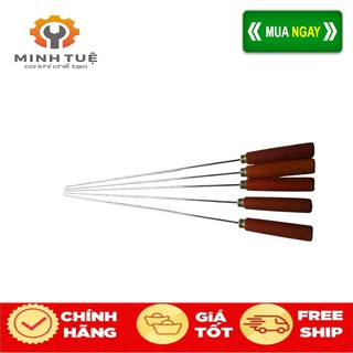 Combo 5 xiên nướng thịt inox 60cm chuôi gỗ - CƠ KHÍ MINH TUỆ - Chuyên dùng nướng thịt cá