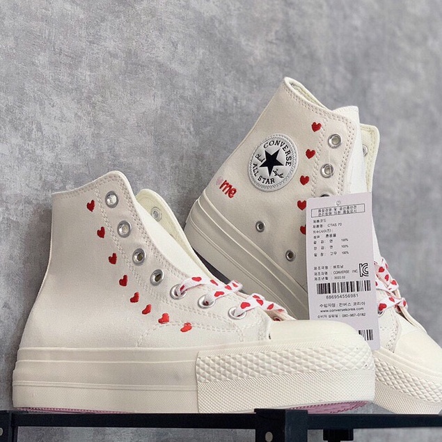 Giày Converse All Star Lift Đế Dày Thêu Họa Tiết Trái Tim Cá Tính 2022Valentine