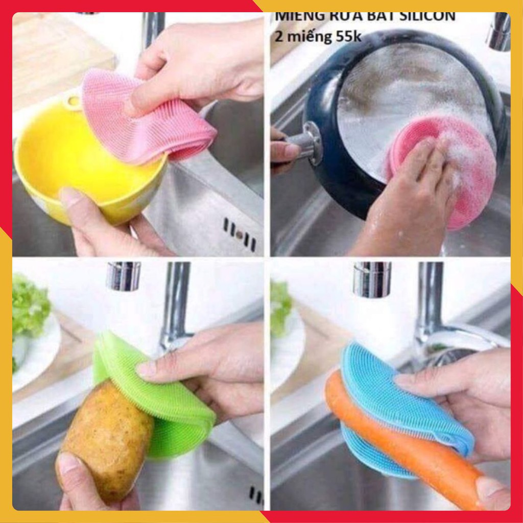 [Có sẵn] Sét 3 miếng rửa bát silicon