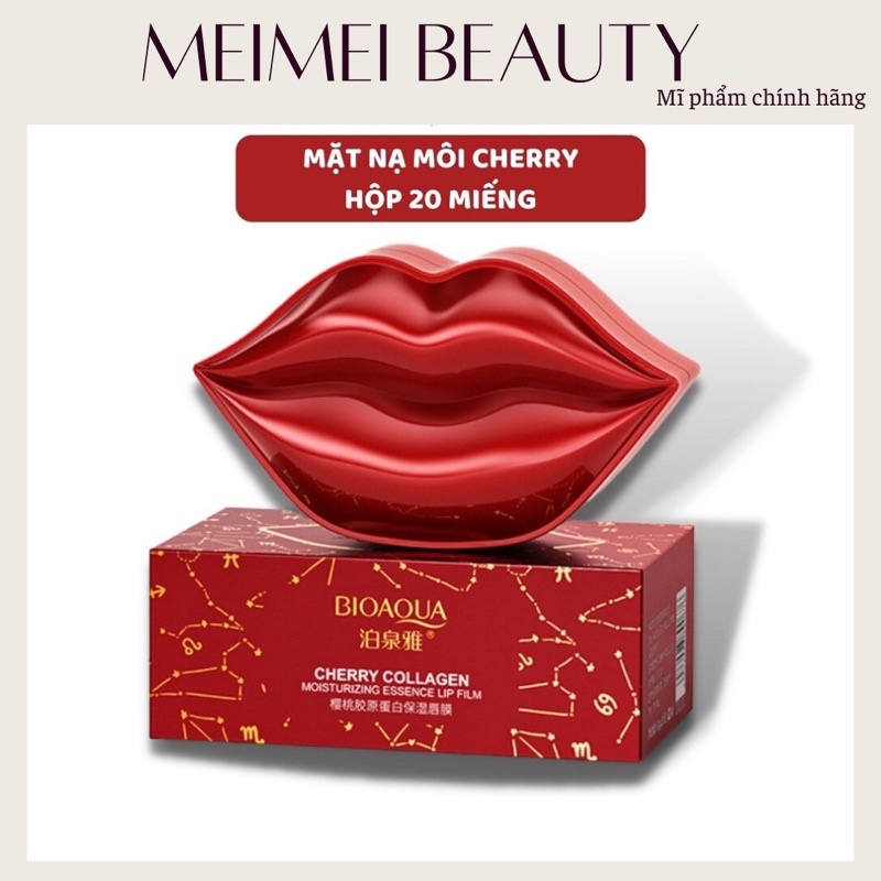 Mặt nạ môi BIOAQUA CHERRY 60g Hộp 20 miếng, mặt nạ ngủ cho môi ban đêm, ban ngày giảm thâm 1 HỘP MN18