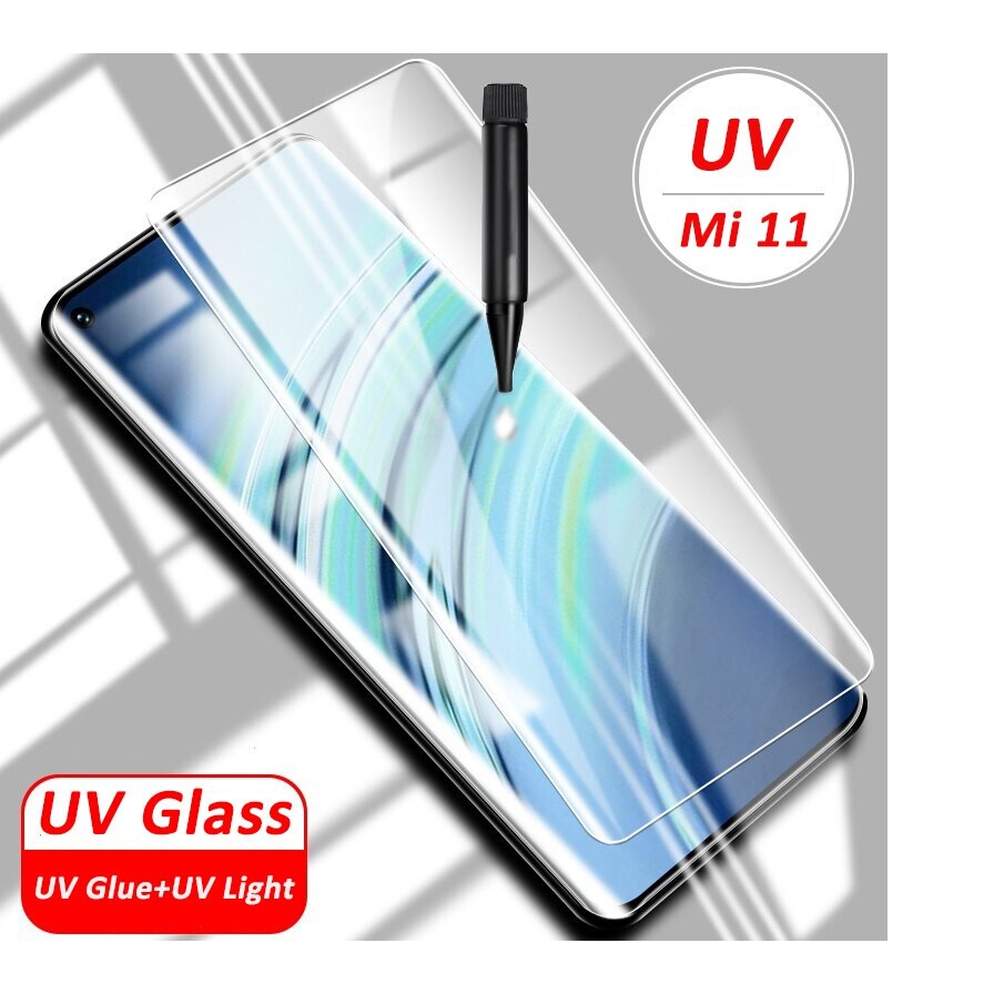 Kính cường lực UV cho Xiaomi Mi 11, Mi 11 Pro, Mi 11 Ultra, Mi 10S Full keo nước UV trong suốt
