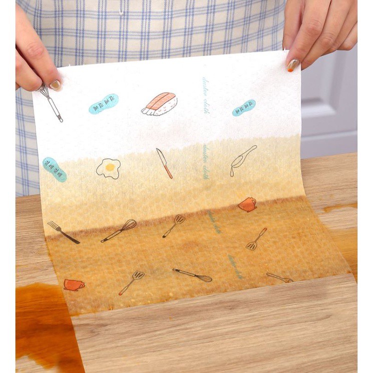 [Giấy lau nhà bếp] Cuộn khăn giấy đa năng màu trắng siêu dai siêu thấm dầu mỡ giặt được không nát một cuộn 50 tờ