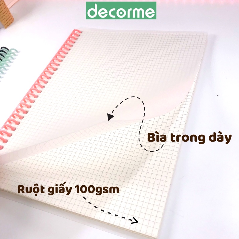 Full set Sổ Bìa Trong Còng nhựa mềm cao cấp kèm giấy size A4 A5 B5 có thể thay giấy