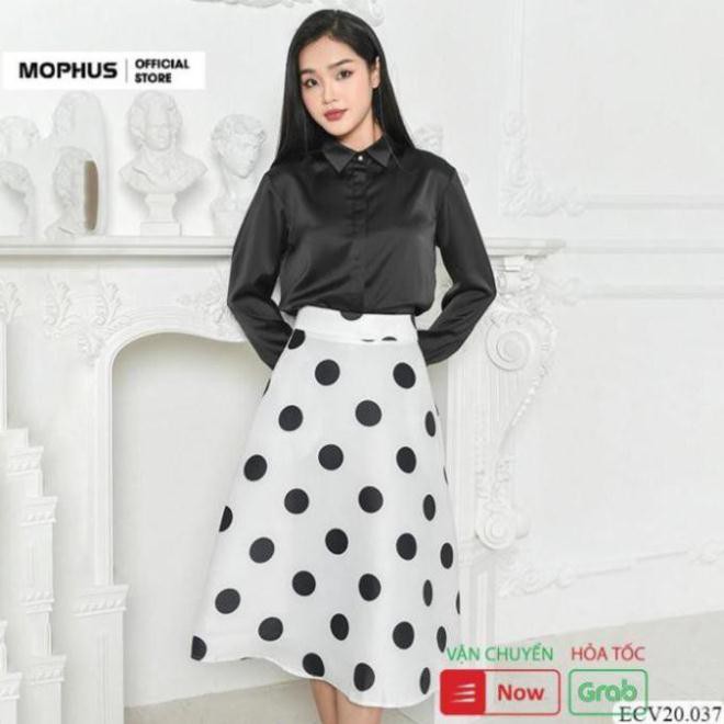 Chân váy công sở cao cấp ECV20037 xòe nhiều màu họa tiết chấm bi thời trang