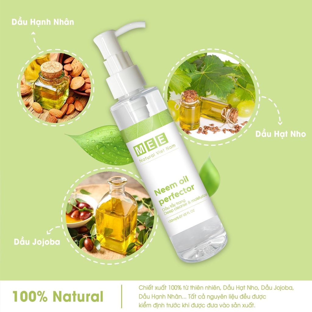 Dầu Tẩy Trang NEEM OIL Perfector MEE NATURAL Tẩy Sạch Makeup Chuyên Nghiệp & Dưỡng Ẩm 150ml | BigBuy360 - bigbuy360.vn