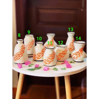 Lọ hoa mini,Bình hoa gốm vẽ tay thủ công Bát Tràng - Lá Vàng