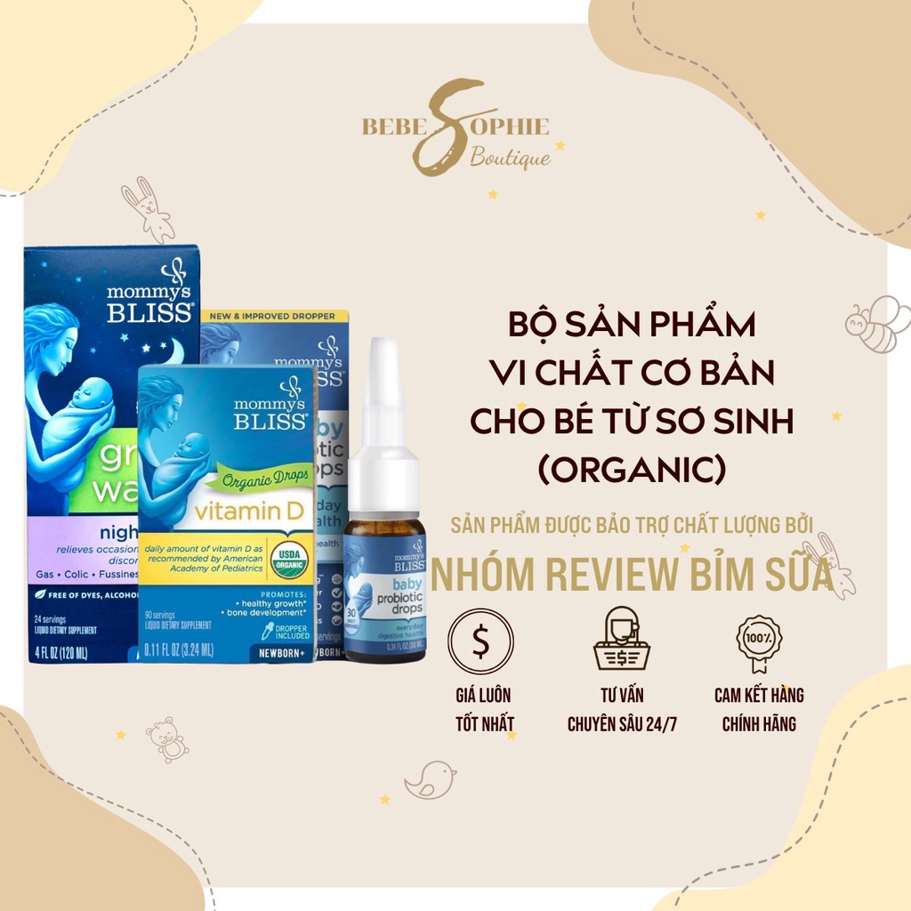 CHÍNH HÃNG -  BỘ SẢN PHẨM VI CHẤT HỮU CƠ DÀNH CHO BÉ TỪ SƠ SINH MOMMY’S BLISS