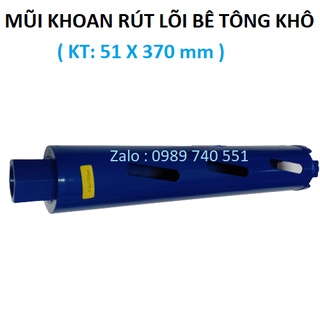 Mũi khoan rút lõi khô kích thước 51x370mm lưỡi hợp kim chuyên dùng cho thợ điều hòa