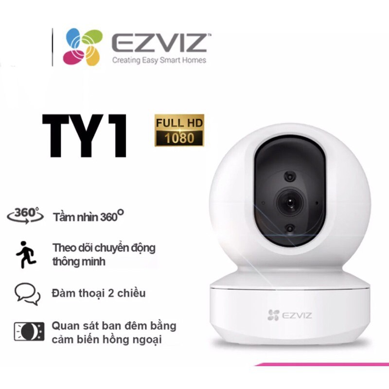Camera EZVIZ CS-TY1 HD_1080P - Camera IP WIFI BÁO ĐỘNG CHỐNG TRỘM- Xoay 360 độ - Bảo hành 24 tháng