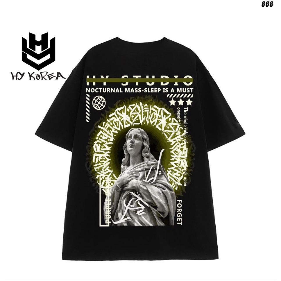 Áo Thun Tay Lỡ Unisex Cotton 100 Form Rộng HYKOREA Tượng nữ 868.