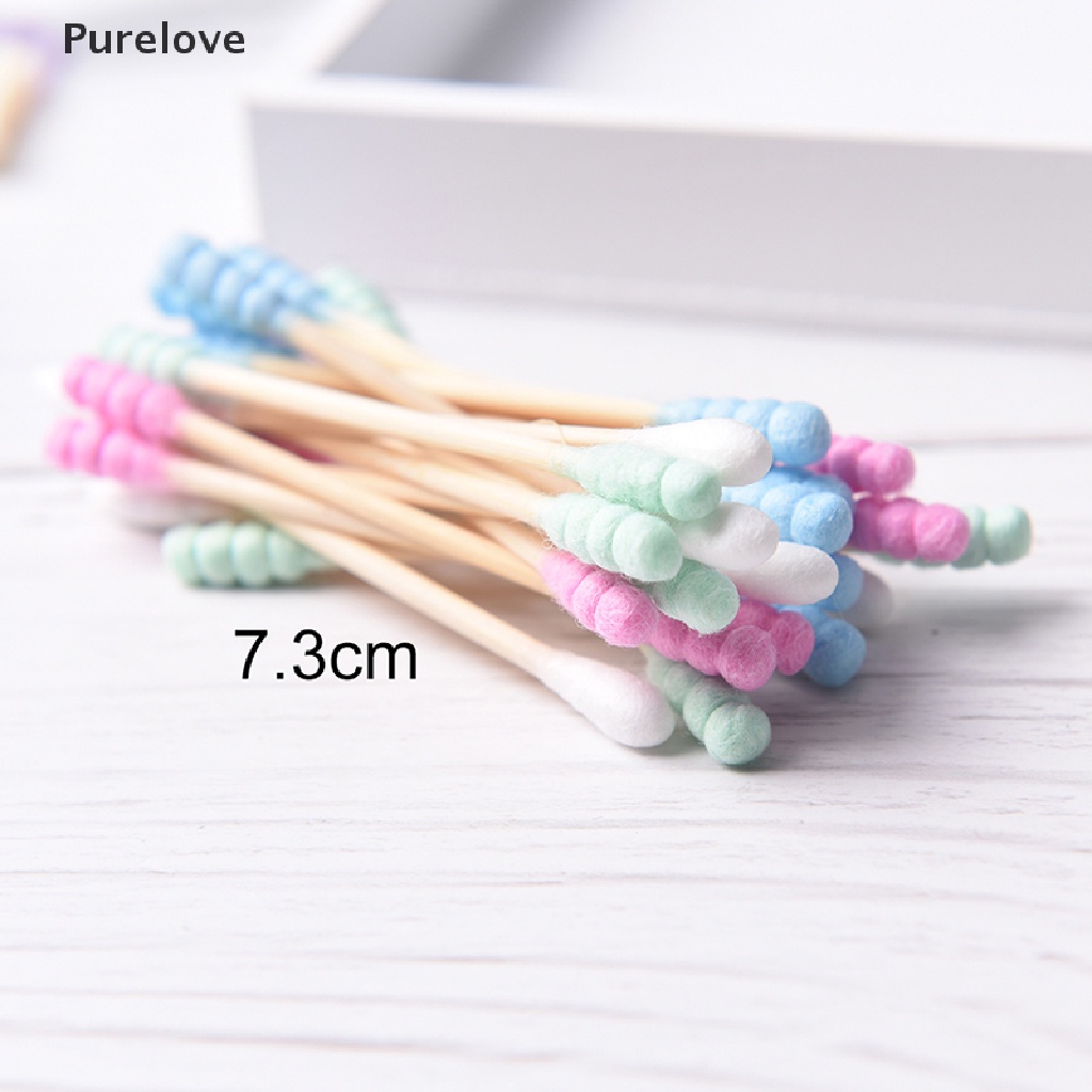 Bộ 100 Tăm Bông Cotton Thân Tre Nhiều Màu Sắc