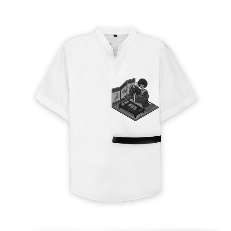 Áo sơ mi nam nữ thiết kế tay ngắn  cổ trụ,sọc ,dáng suông thanh lịch CENTRAL COAST LADY SHIRT-ZUNE.ZX