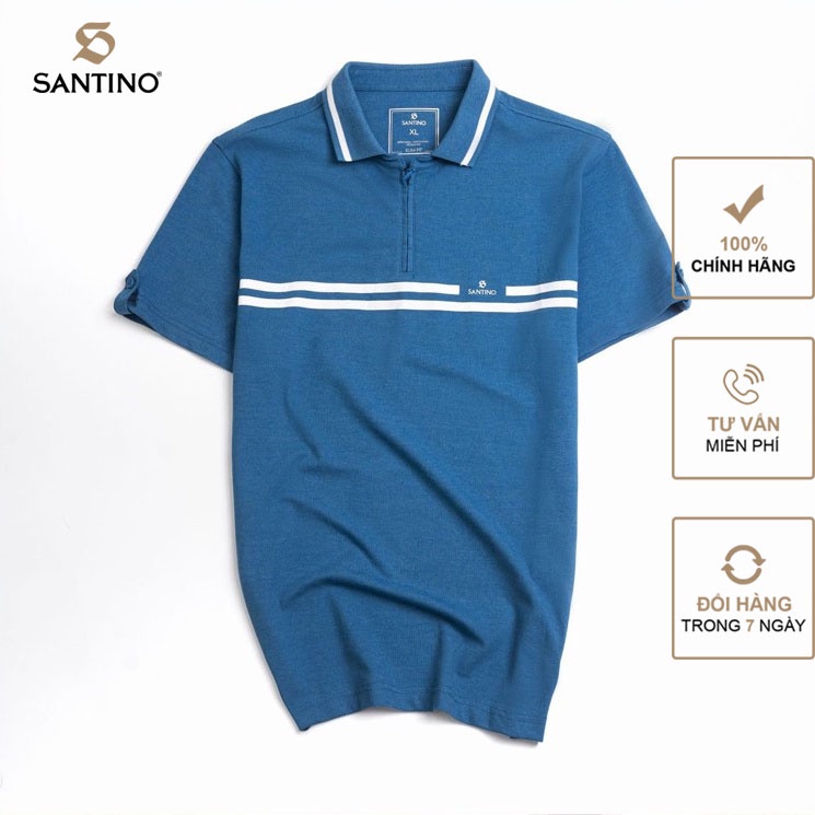 Áo Polo nam ngắn tay cổ bẻ SANTINO, chất cotton co giãn thoải mái, dáng slim ôm nhẹ trẻ trung TSP395B131
